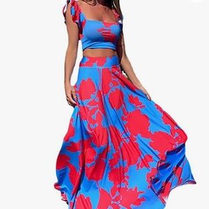 Two-piece ruffle skirt outfit